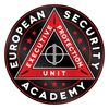 Logo of European Security Academy featuring a shield and triangle design.