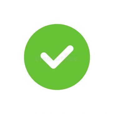Green checkmark inside a circle.
