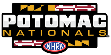 Potomac Nationals logo with Maryland flag elements and NHRA emblem.