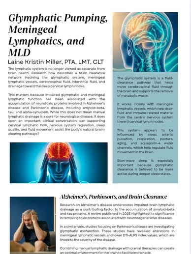 Impaired glymphatic and meningeal lymphatic function has been associated with neurological diseases