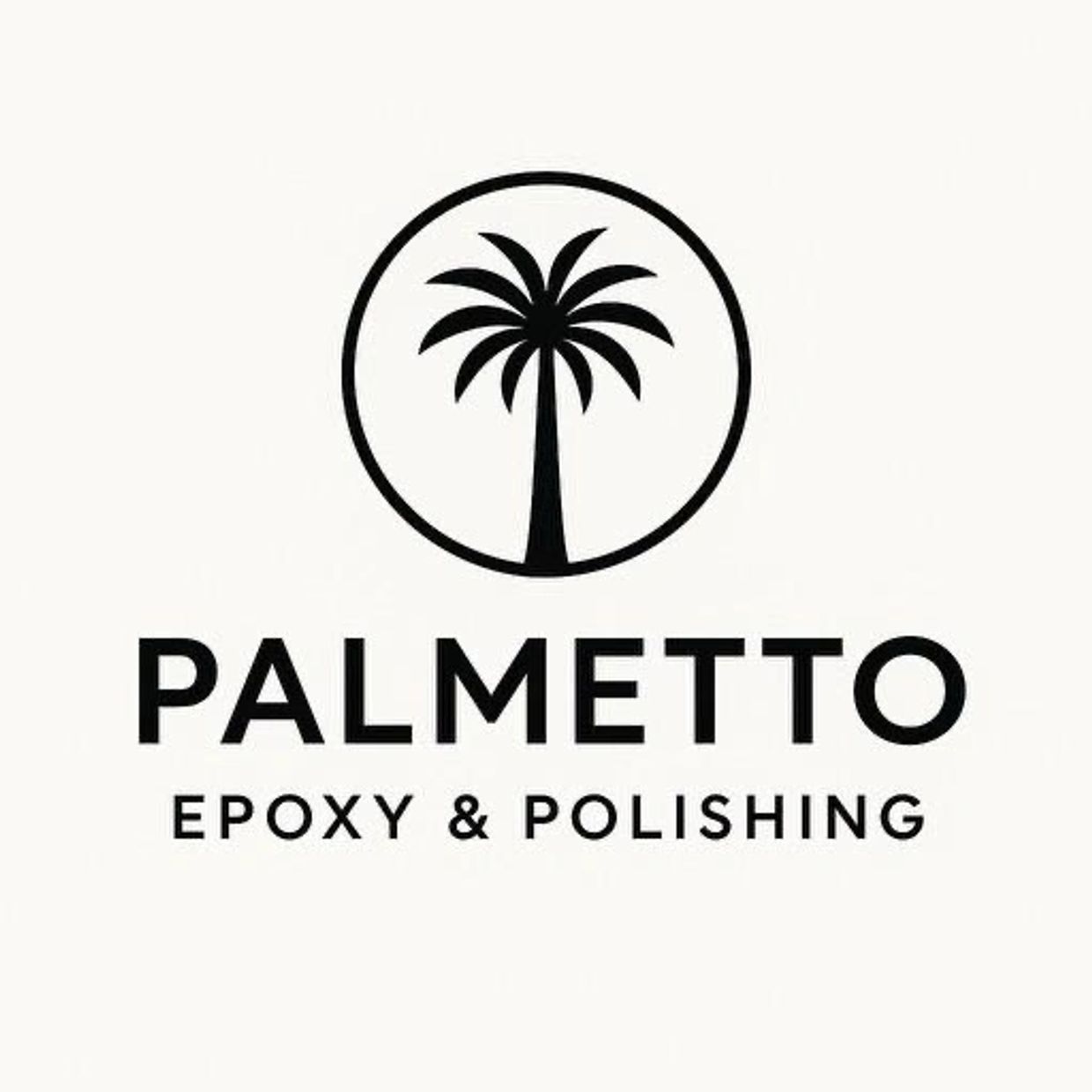Logo of Palmetto Epoxy &amp; Polishing featuring a palm tree.