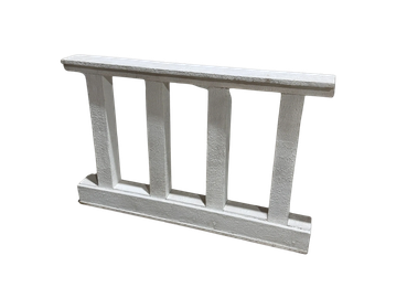 A white wooden fence segment with vertical slats.