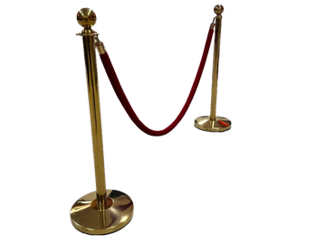 Gold stanchions with red velvet rope.