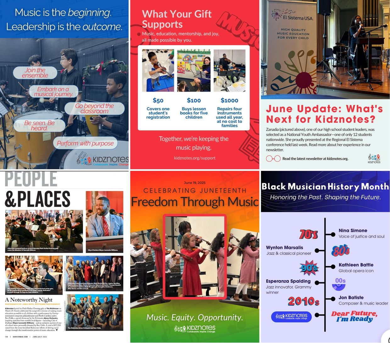 Screenshot of the Kidznotes Instagram. Created the images and copy.