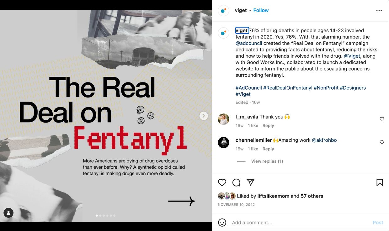 Social media post and copy, created for Viget.