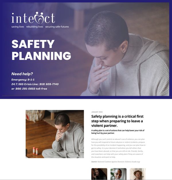 Safety planning. Woman pondering. Copy related to safety planning and its importance.