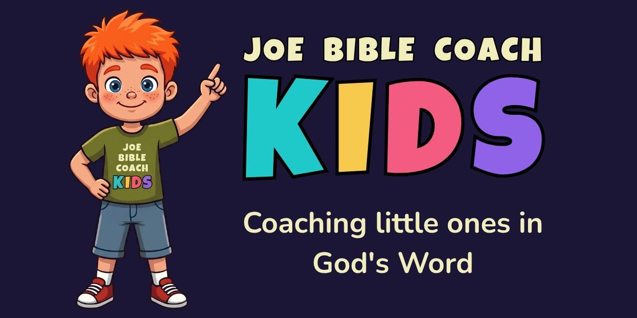 Joe Bible Coach Kids logo featuring Joey, a red-haired cartoon boy, with the tagline “Coaching littl