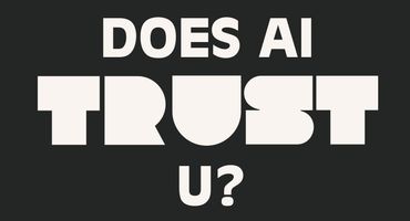 Black background with white letters. Does AI Trust u? Showing how you need to validate trust in GEO.