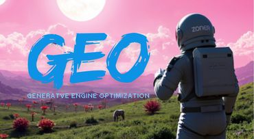 GEO Generative Engine Optimization written over a picture of a field with a Spaceman.