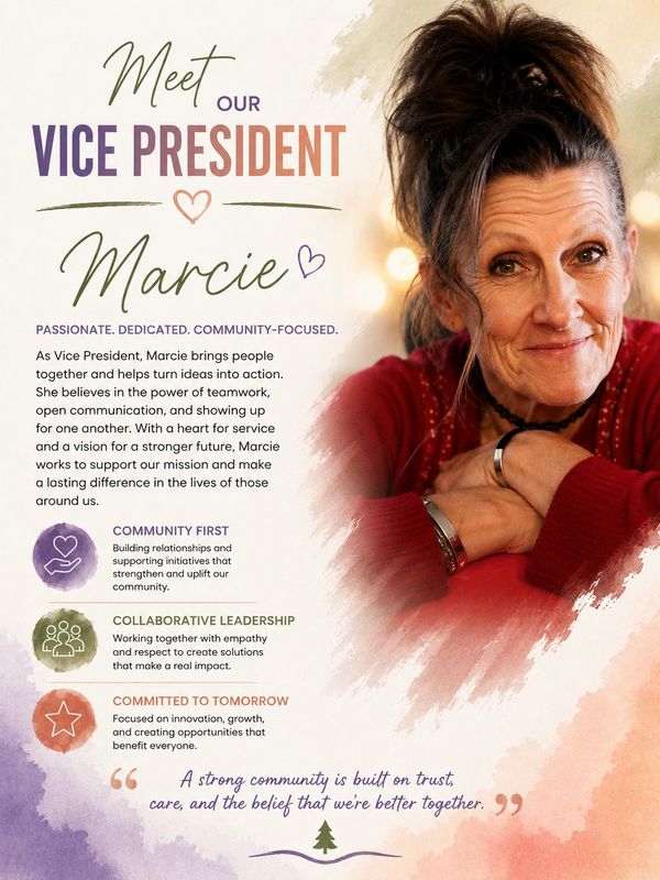 Meet Marcie, our passionate and dedicated Vice President focused on community and leadership.