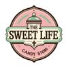 Vintage candy store logo with pastel colors.