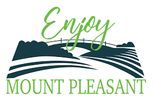 Logo of Mount Pleasant with a scenic mountain and field design.