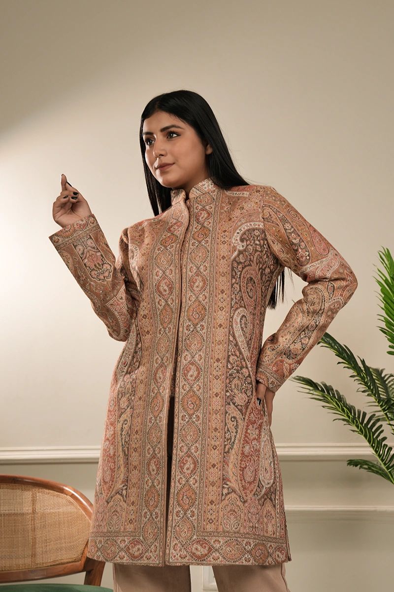 Women Kashmiri Kani Design Coat view 3