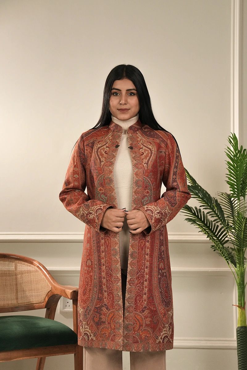 Women Kashmiri Kani Design Coat Shrug
