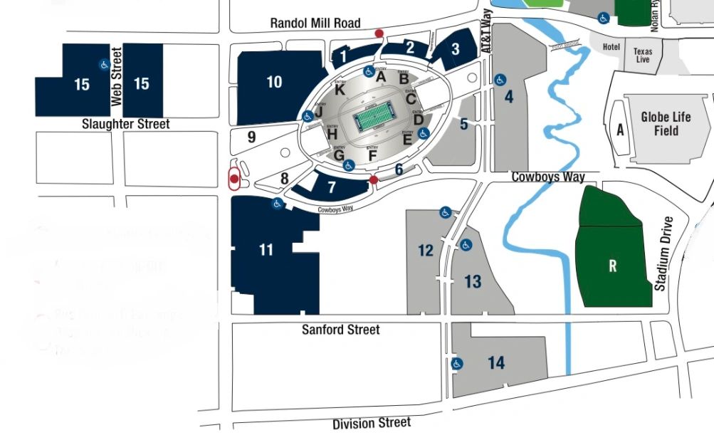 Cowboys Stadium Parking and Tailgating Map