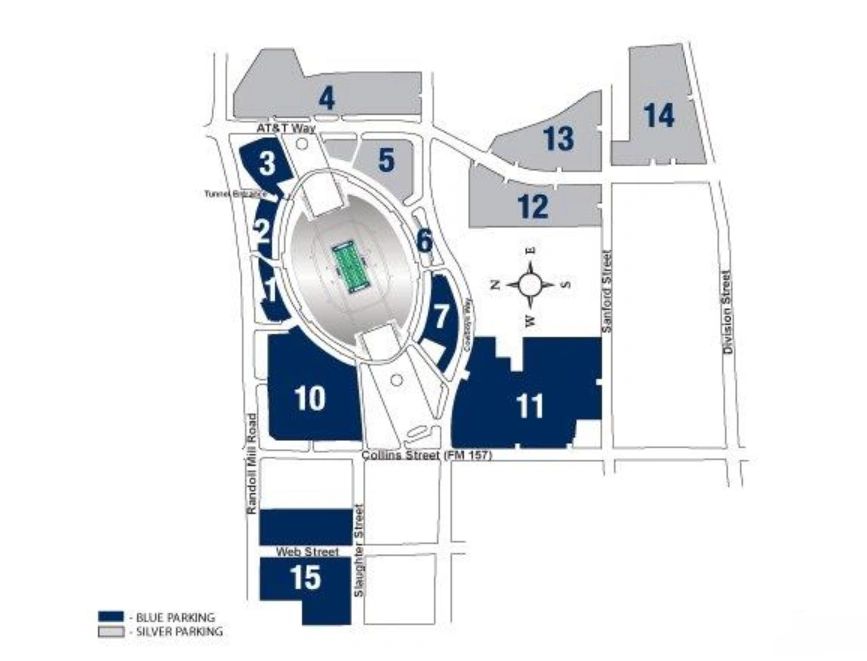 Dallas Cowboys Parking Map 04/2022 - Wrestlemania Parking & Tailgate Spots @ At&T Stadium Parking Lots