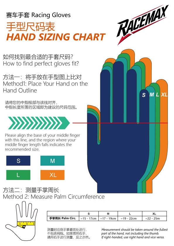 如何使用手型尺码表选赛车手套 How to Use the Hand Sizing Chart for Racing Gloves