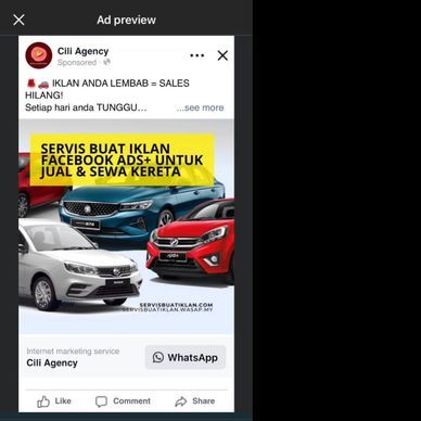 Facebook ad service for car sales and rentals by Cili Agency.