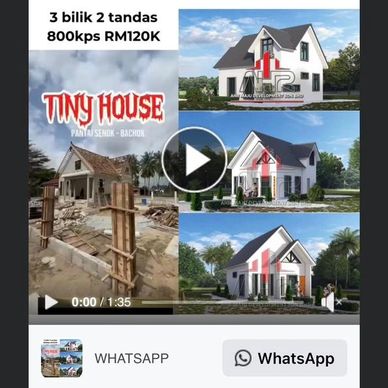 Tiny house designs with 3 bedrooms and 2 bathrooms for RM120K.