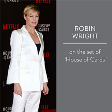Robin Wright on the set of House of Cards wearing Solemates High Heel Protectors.