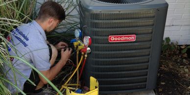 Servicing an air conditioner