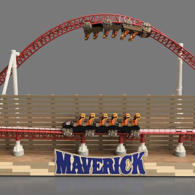 LEGO model of Maverick roller coaster.