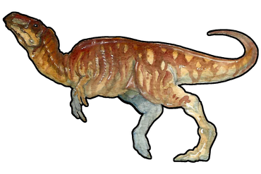 watercolor painting of a brown dinosaur
