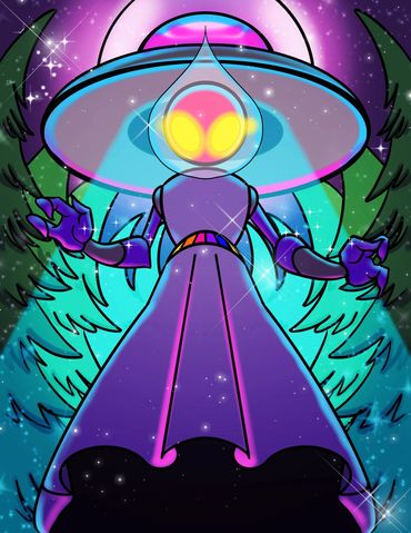 Lisa Frank Style art of the Flatwoods Monster