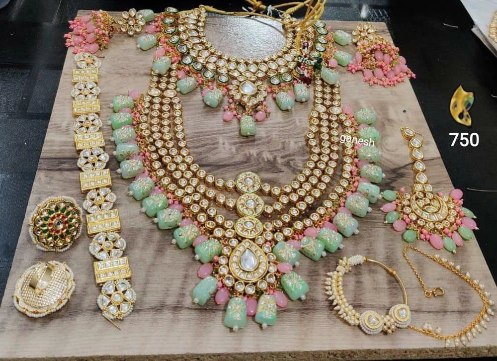 Light pink sale bridal jewellery set