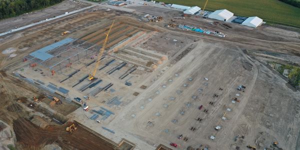 Aerial image of a 800,000 square foot warehouse project during initial phases of the project.