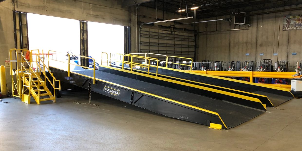 image of a warehouse with dockzilla docks installed for unloading tractor trailers