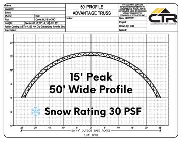 50' x 100' steel hoop structure for onsite warehouse storage from Construction Tent Rentals