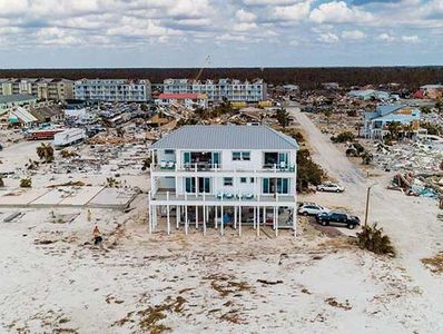 ICF home standing in the wake of destruction from a recent hurricane. 