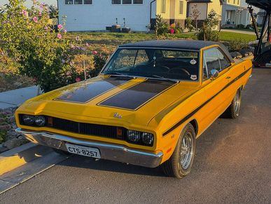 1973 Dodge Dart Coupe parked on the street in Lehi, Utah, and shot on an iPhone 12. 