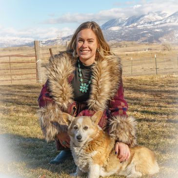 Owner-Tess Gore with her corgi, Ellie May