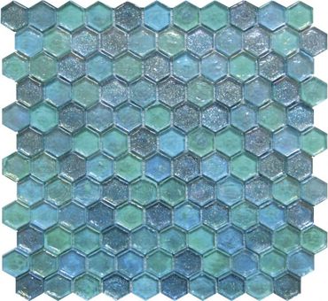 Backsplash_Mosaic Tile_Store_Hexagon Glass Tile_Aqua Mosaic Tile