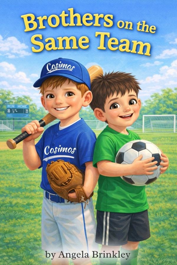 Two smiling boys hold sports gear, celebrating teamwork and brotherhood.