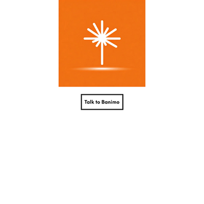 White spark-like symbol on an orange background.