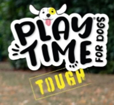 Play Time For Dogs logo with tough label.