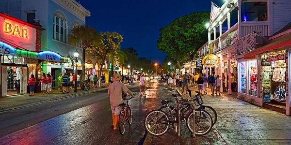 World famous Duval street in Key West at night