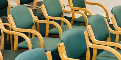 Medical centre reception seating cleaned by Marigolds Services.