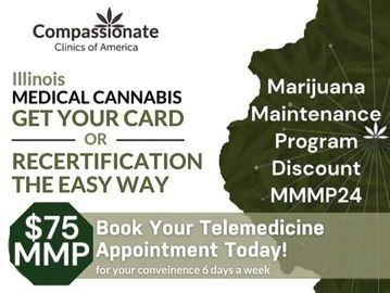 Medical cannabis card and recertification services in Illinois with telemedicine.