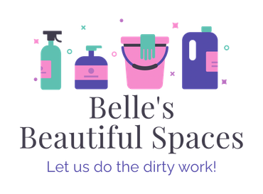 Logo with beauty product icons and text for Belle's Beautiful Spaces.