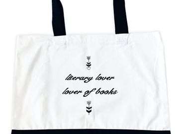 Booklover bookbag. Printed canvas tote.