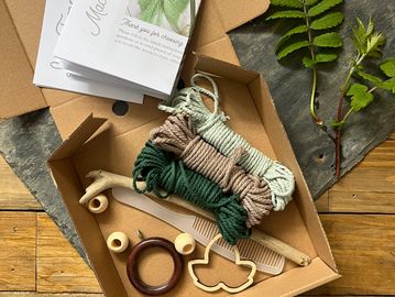 Eco-friendly hair care set with handmade accessories.