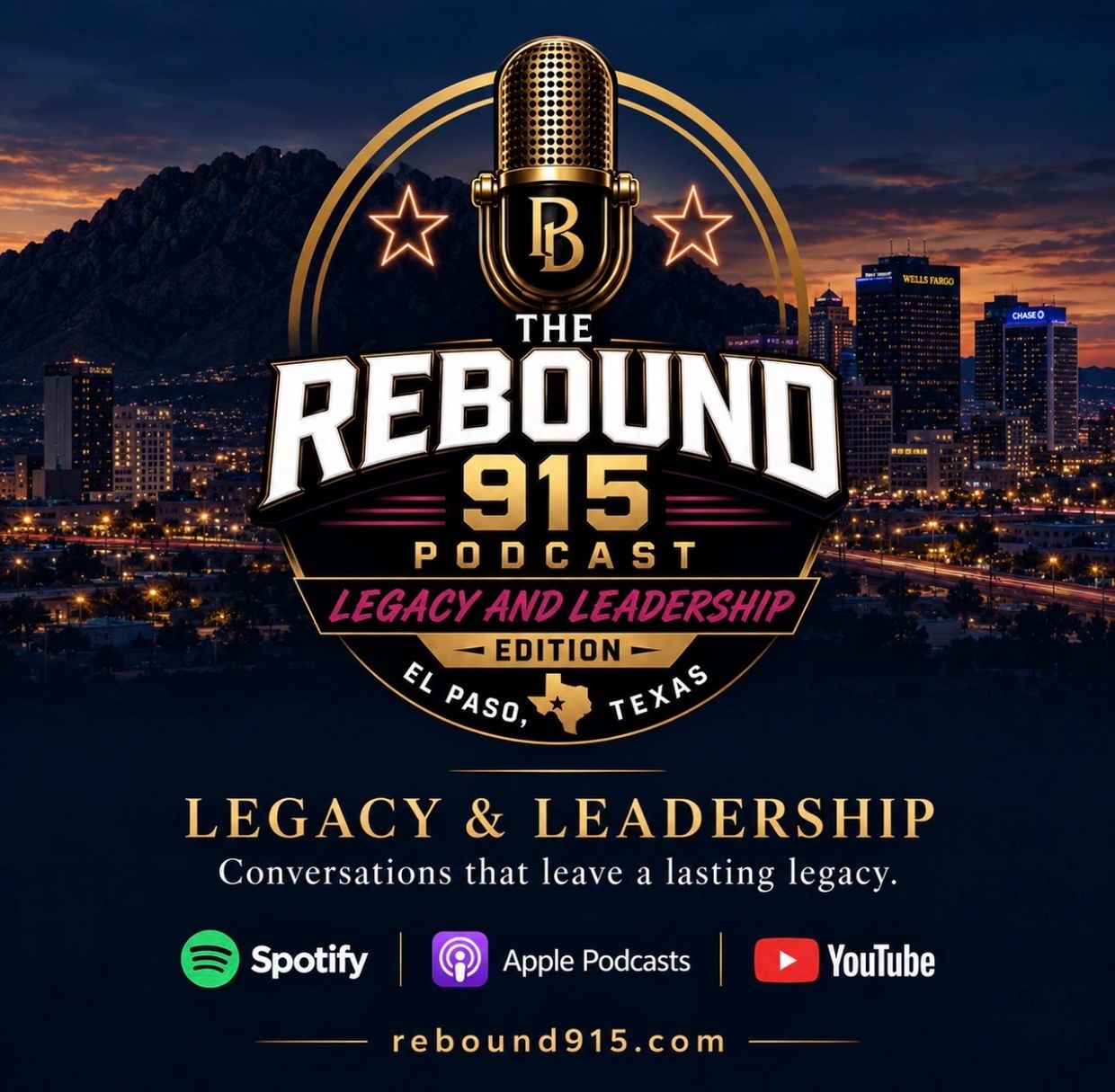 Logo for The Rebound 915 podcast based in El Paso, Texas.