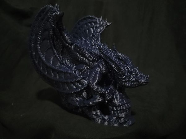 HEX3D Dragon Skull in PolyLite PLA Galaxy Dark Blue