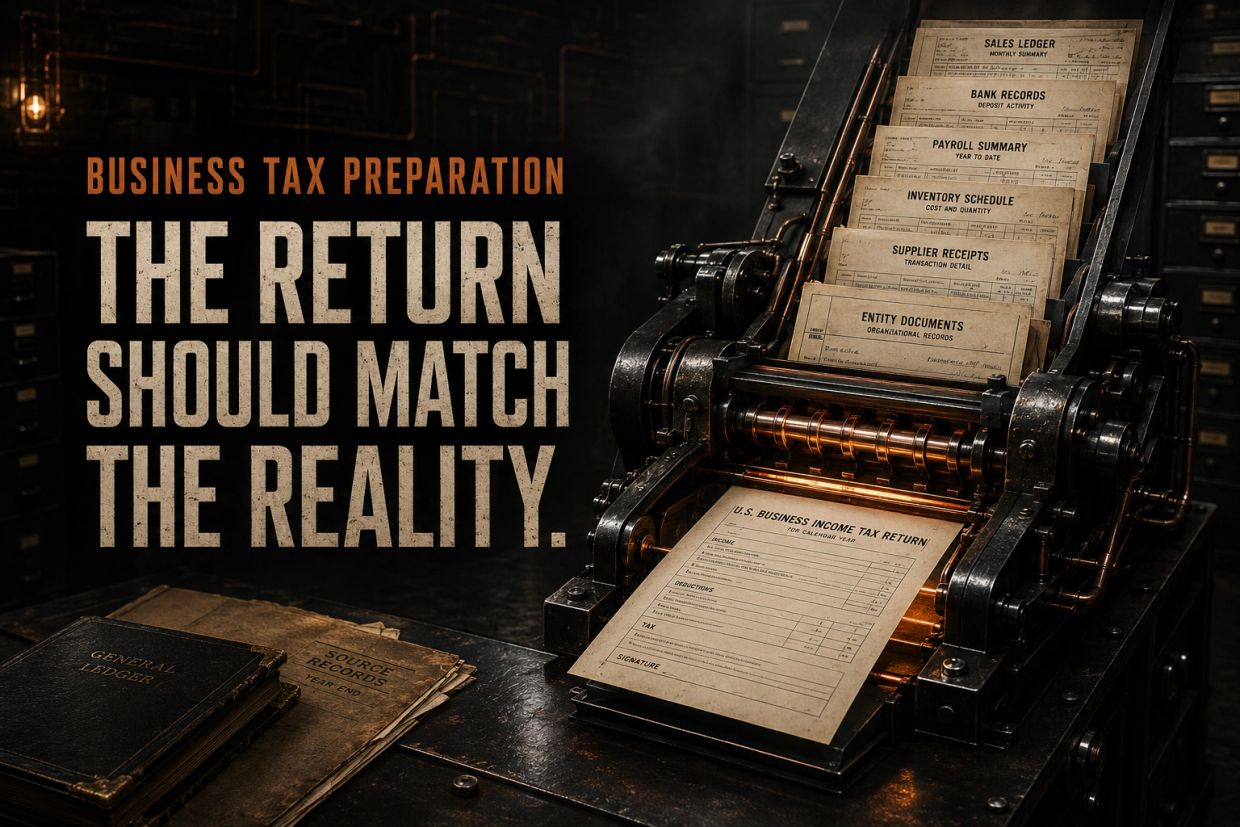 Business records processed into an organized and defensible business income tax return