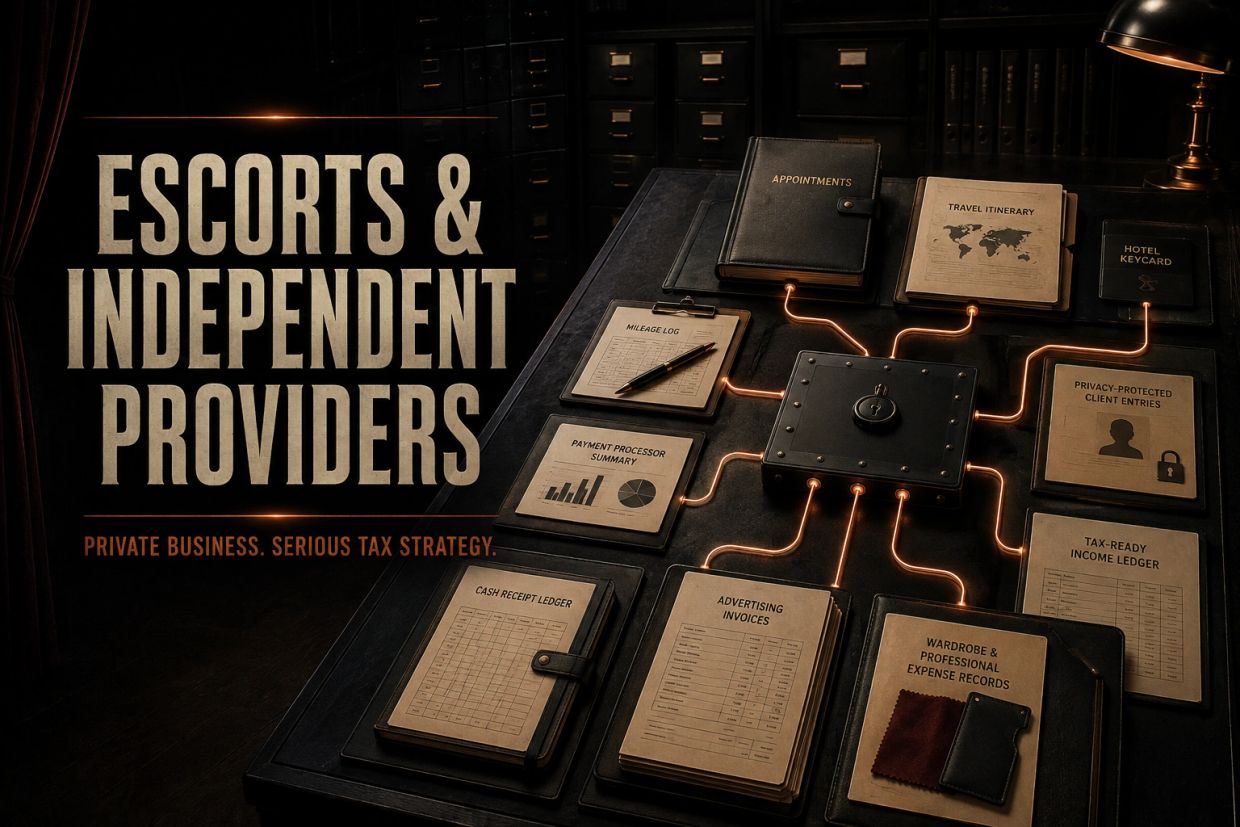 Tax records connecting appointments, travel, payments, expenses, and income for independent provider