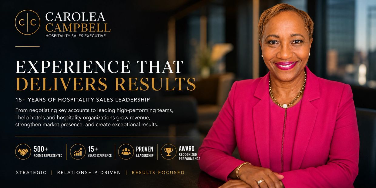Hospitality sales expert Carolea Campbell with 15+ years of successful leadership experience.